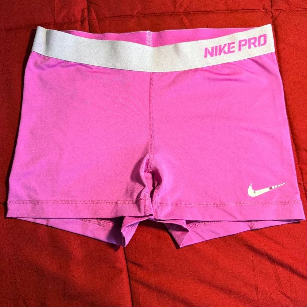 Nike Pro Shorts Athletic Compression Pink White Size M